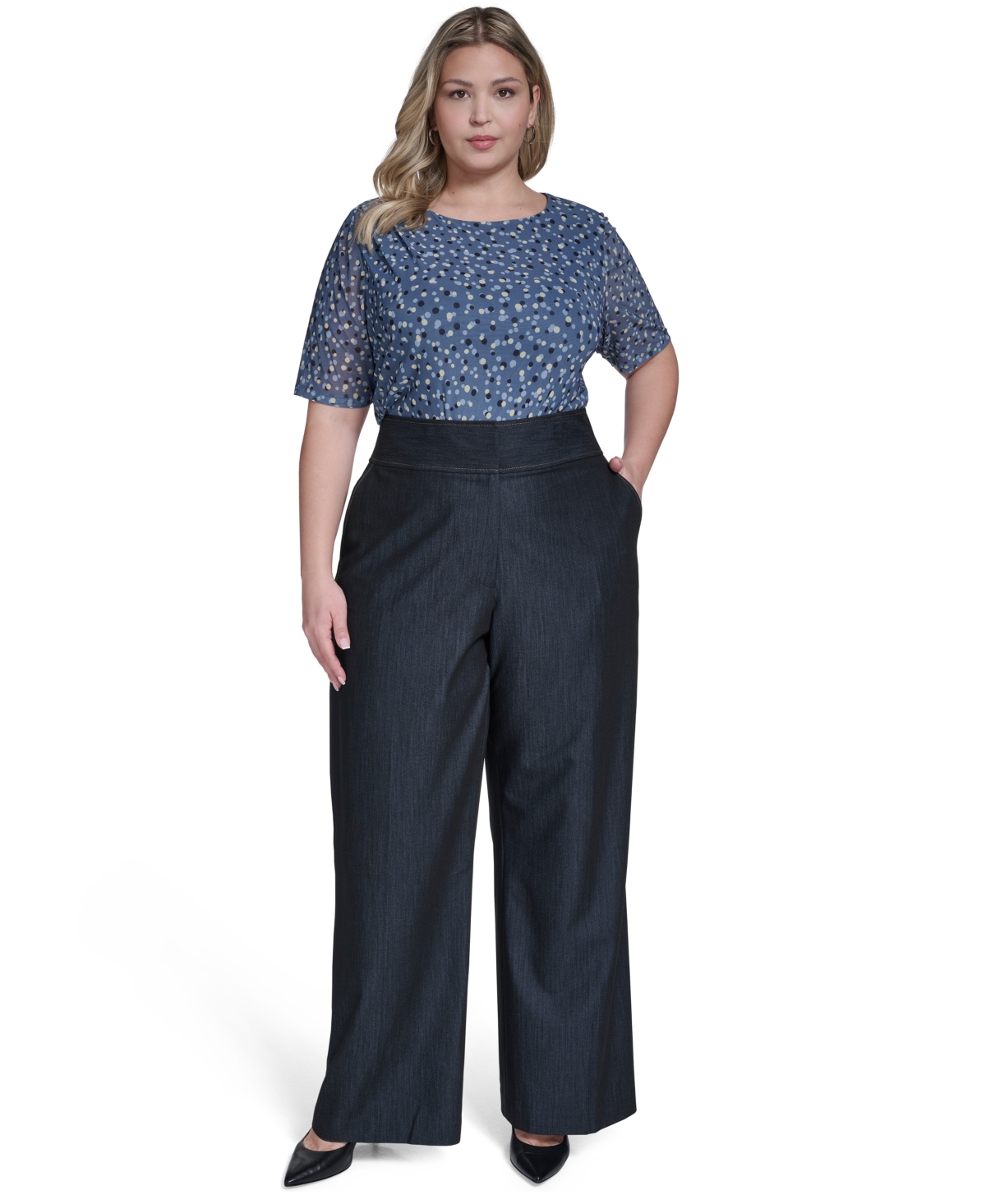 Calvin Klein Plus Wide-Leg Mid Rise Pants