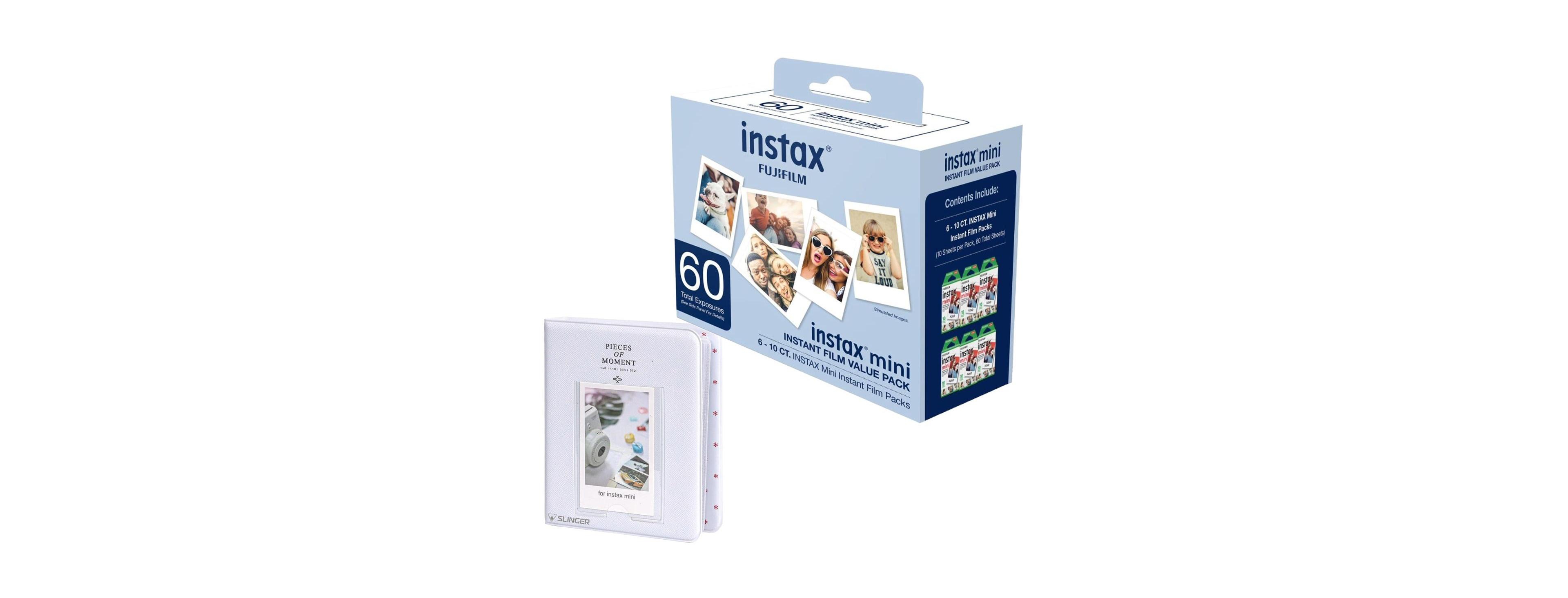 Fujifilm Instax Mini White Instant Film, 60 Exposures with Photo Album