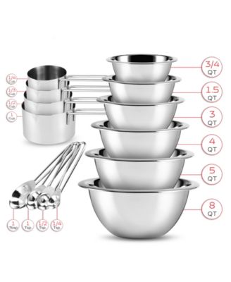 Stainless Steel 14-Pc. Mixing Bowls and Measuring Cups Set