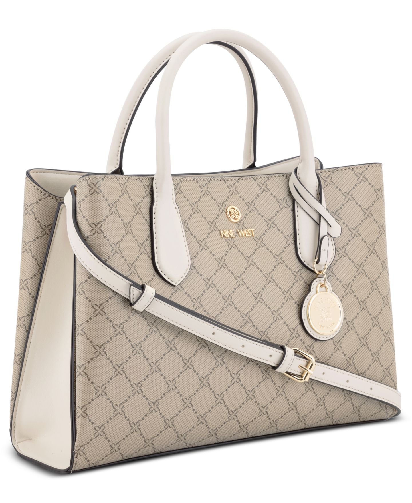 Женская сумка Nine West Kyrie Triple Compartment Satchel, цвет: Бежевый молочный — фото 3