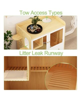Cat Litter Box Furniture Hidden, Cats Condo Pet House with Stairs, Indoor Cat Litter House