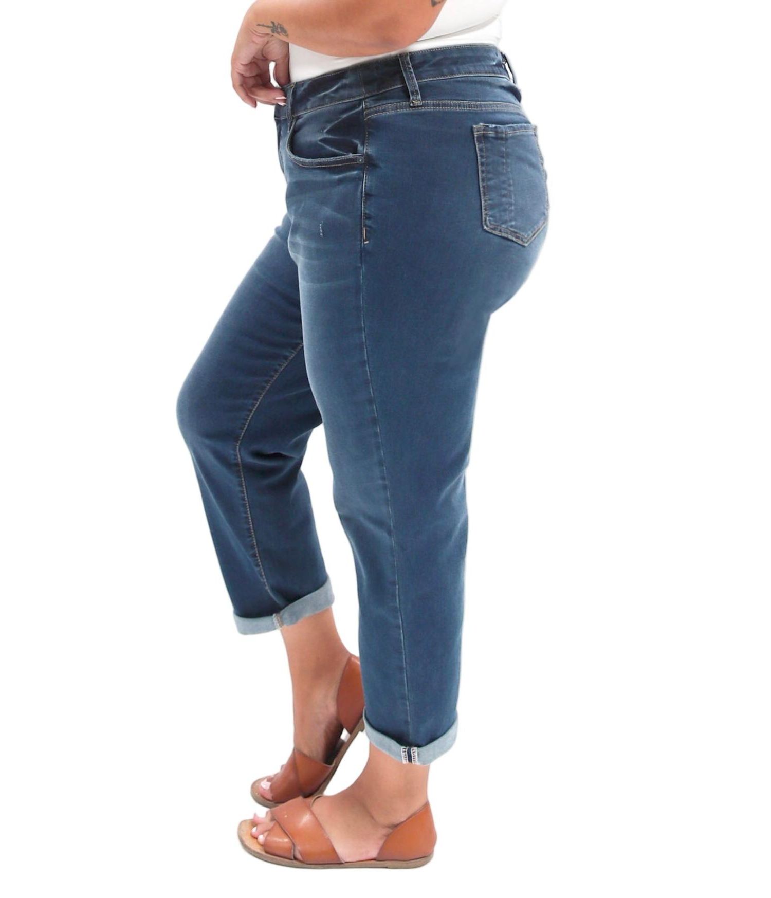 Women's Denim Mid rise boyfriend rolled Kennedi