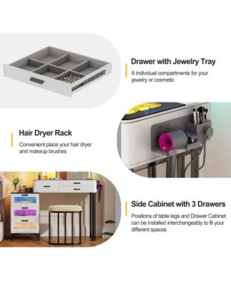 RGB Lighted Vanity Set with Mirror & Wireless Charging Station