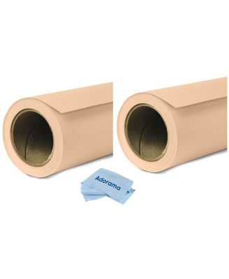 2 Pack Widetone Seamless Background Paper, 86" wide x 36' Beige, #25 - With Microfiber Cleaning Cloth,