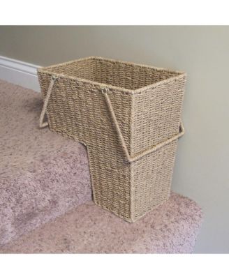 Wicker Stair Basket with Handles