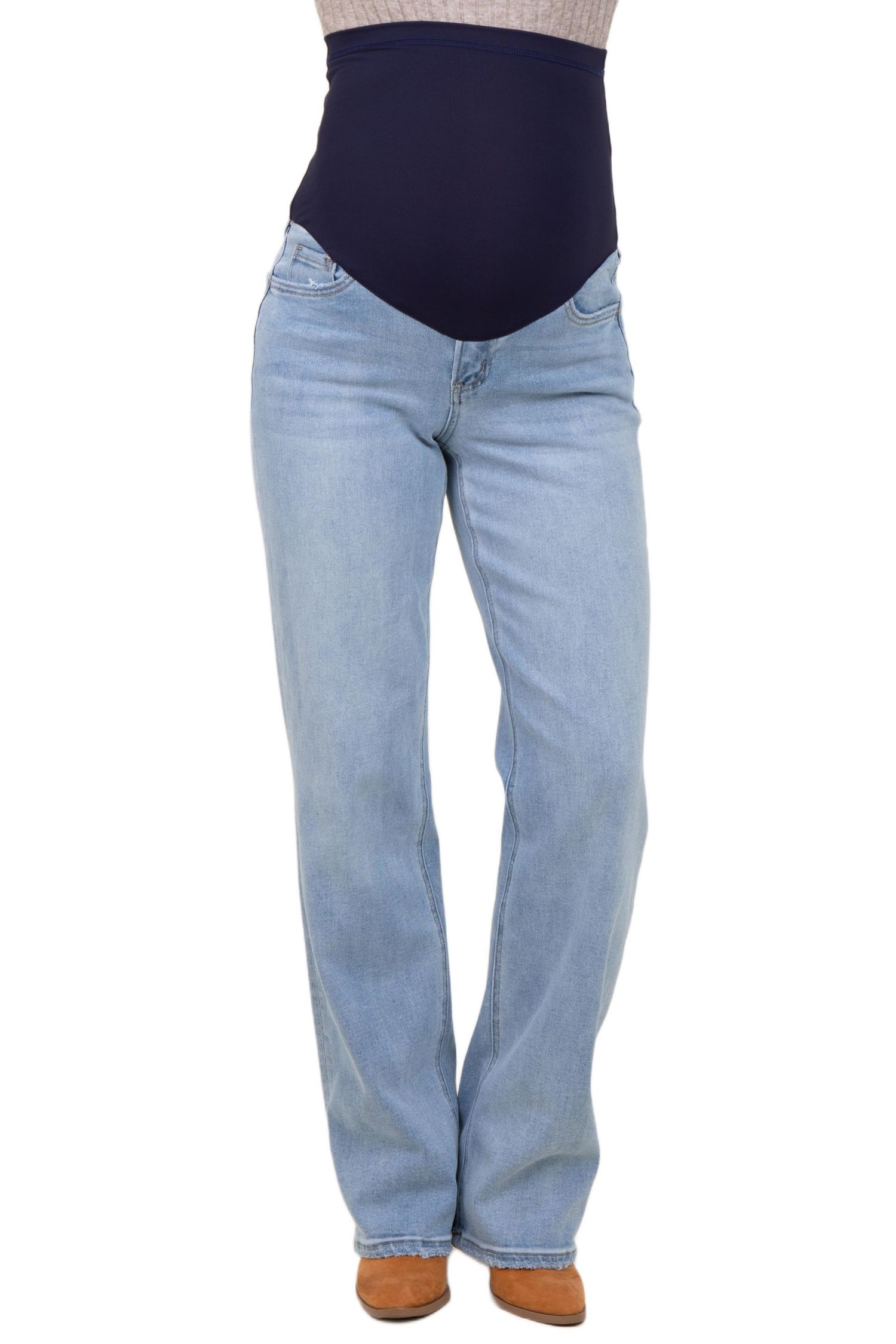 Women's Light Blue Washed Relaxed Straight Leg Jeans
