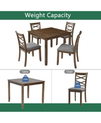 Modern Elegant 5-Piece Walnut Wood Dining Set with 4 Chairs