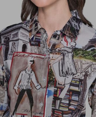 Women's Printed Long-Sleeve Blouse