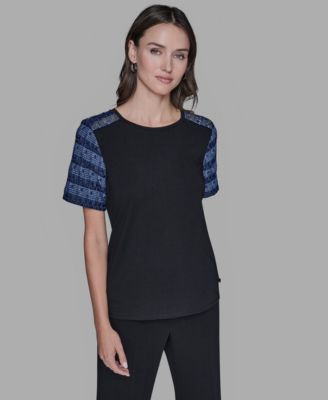 KARL LAGERFELD PARIS - Women's Raglan Short-Sleeve Blouse