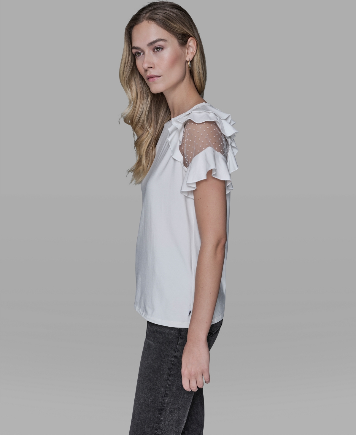 Karl Lagerfeld Paris Women's Ruffle-Sleeve Pull-On Top