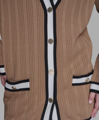 Women's V-Neck Contrast Cardigan