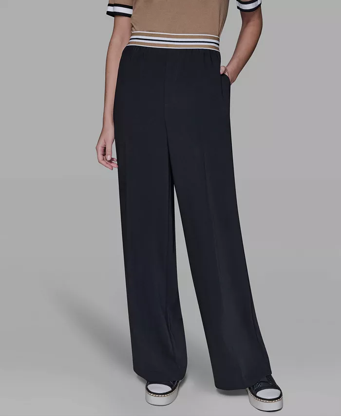 Women's Striped Wide Leg Pull-On Pants