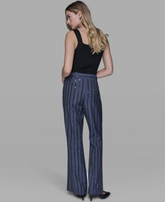Women's Mid Rise Striped Sequin Pants