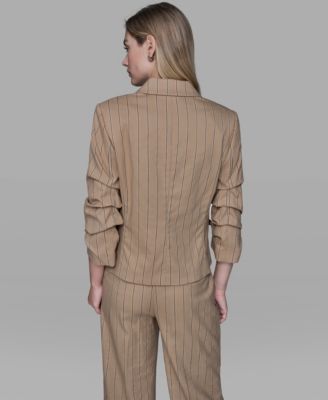 Women's Striped Collar One-Button Blazer