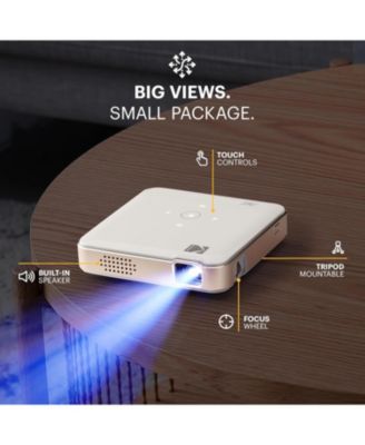 Luma 150 Pico Projector, Rechargeable Ultra Mini Projector with Travel Case (White)