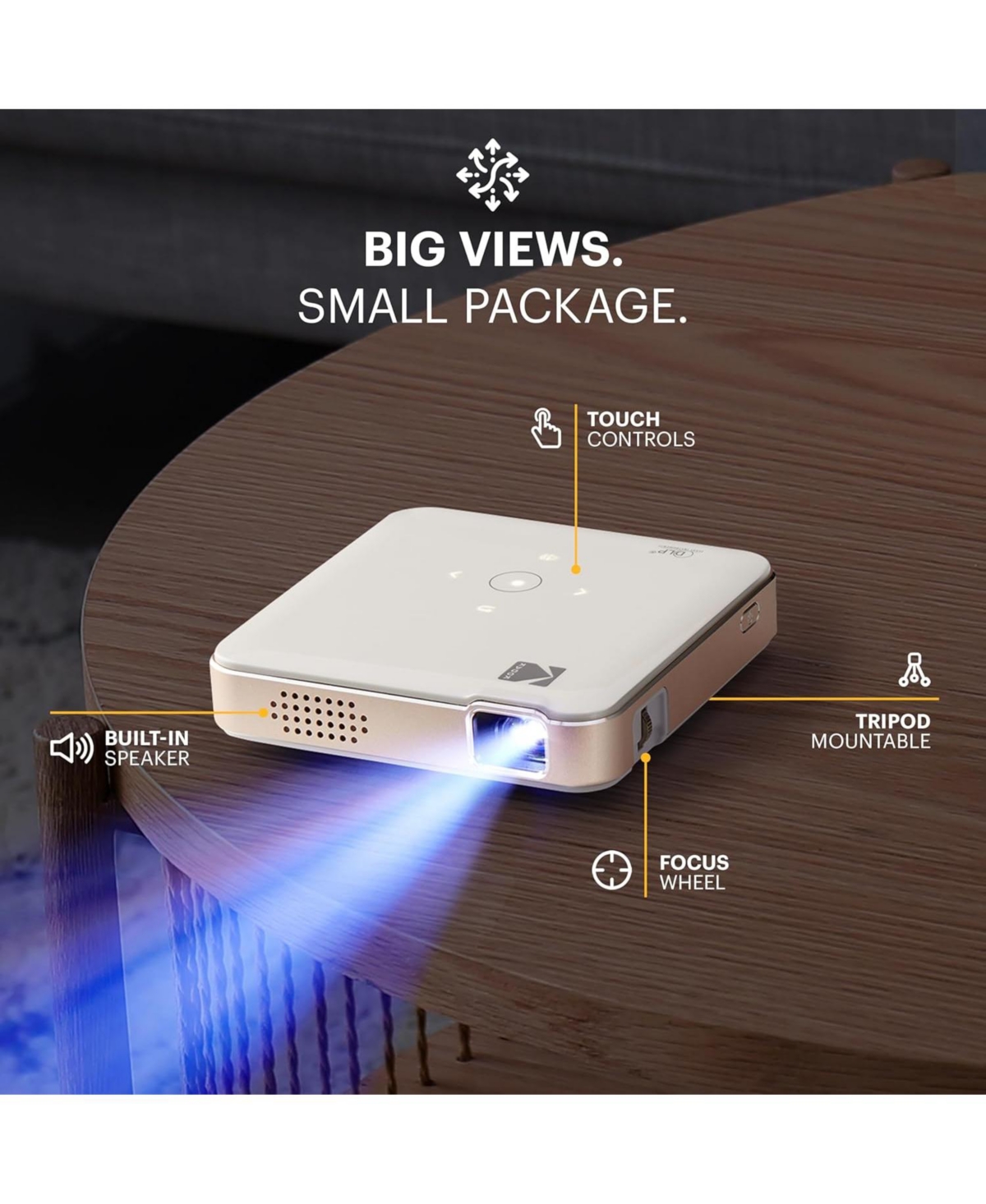 Kodak Luma 150 Pico Projector, Rechargeable Ultra Mini Projector with Travel Case (White)