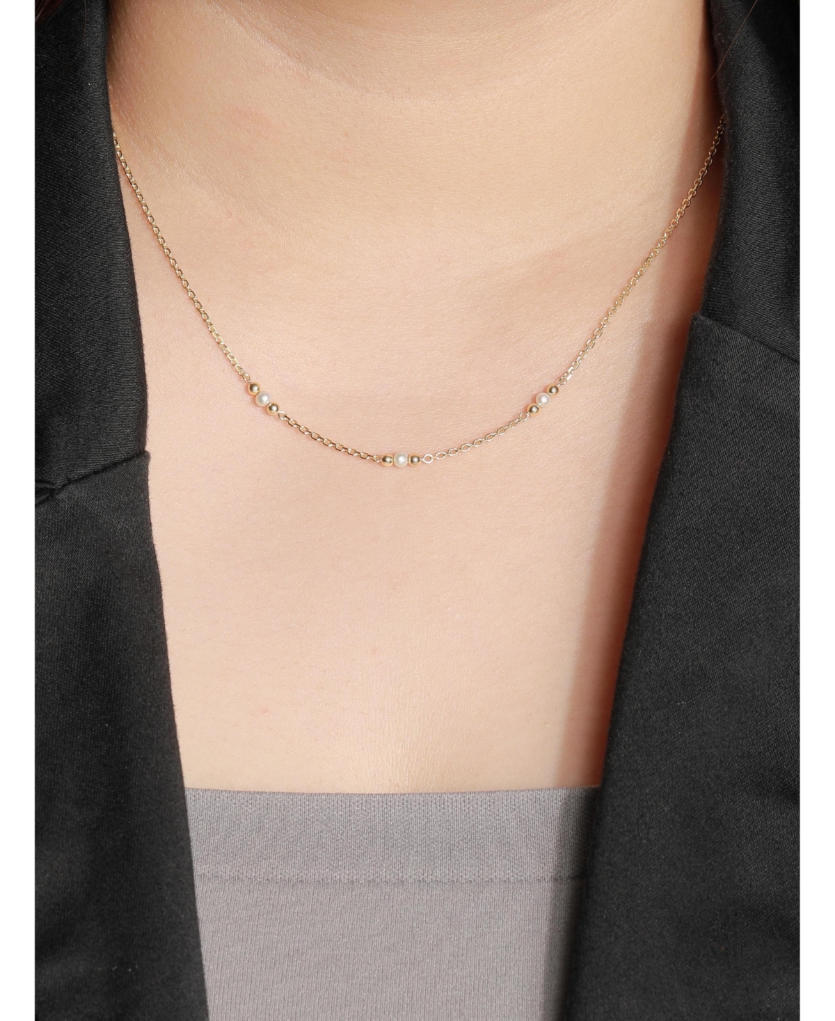 Devata Freshwater Pearl Chain Necklace in 14K Gold, 16 in adj to 18 in