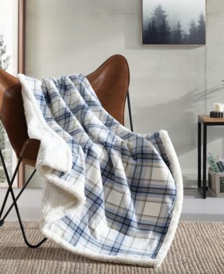 CLOSEOUT! Plaid Cotton Yarn Dye Flannel Reversible Throw, 60" x 50"