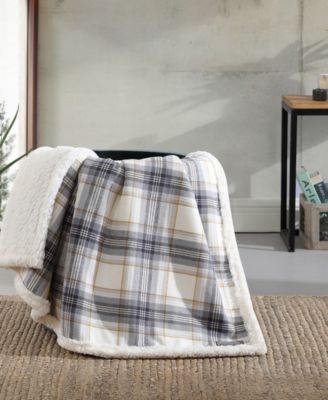 CLOSEOUT! Plaid Cotton Yarn Dye Flannel Reversible Throw, 60" x 50"