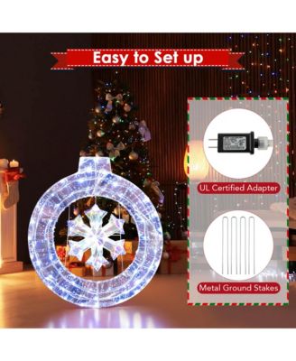 33" Lighted Ornament Pre-Lit Christmas Wreath with 128 Cold White LED Lights