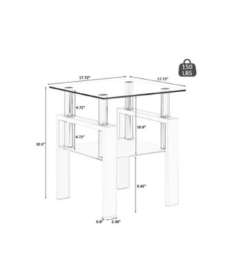 Set of 2 Modern Square Tempered Glass Coffee Tables with Solid Frame