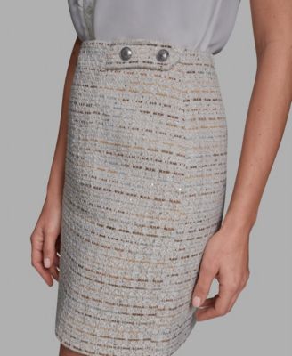 Women's Back Zipper Tweed Mini Skirt