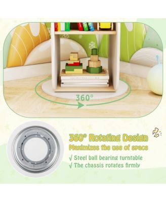 Kid's Rotating Bookshelf w/5 Shelves 360° Rotatable Display Shelf for Kid's Room