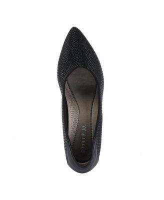 Women s Senna Crystal-Embellished Pointed Toe Block Heel Pumps – Slip-On Dress Shoes