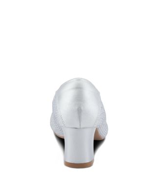 Women s Senna Crystal-Embellished Pointed Toe Block Heel Pumps – Slip-On Dress Shoes