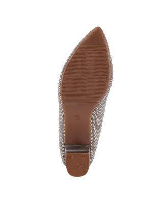 Women s Senna Crystal-Embellished Pointed Toe Block Heel Pumps – Slip-On Dress Shoes