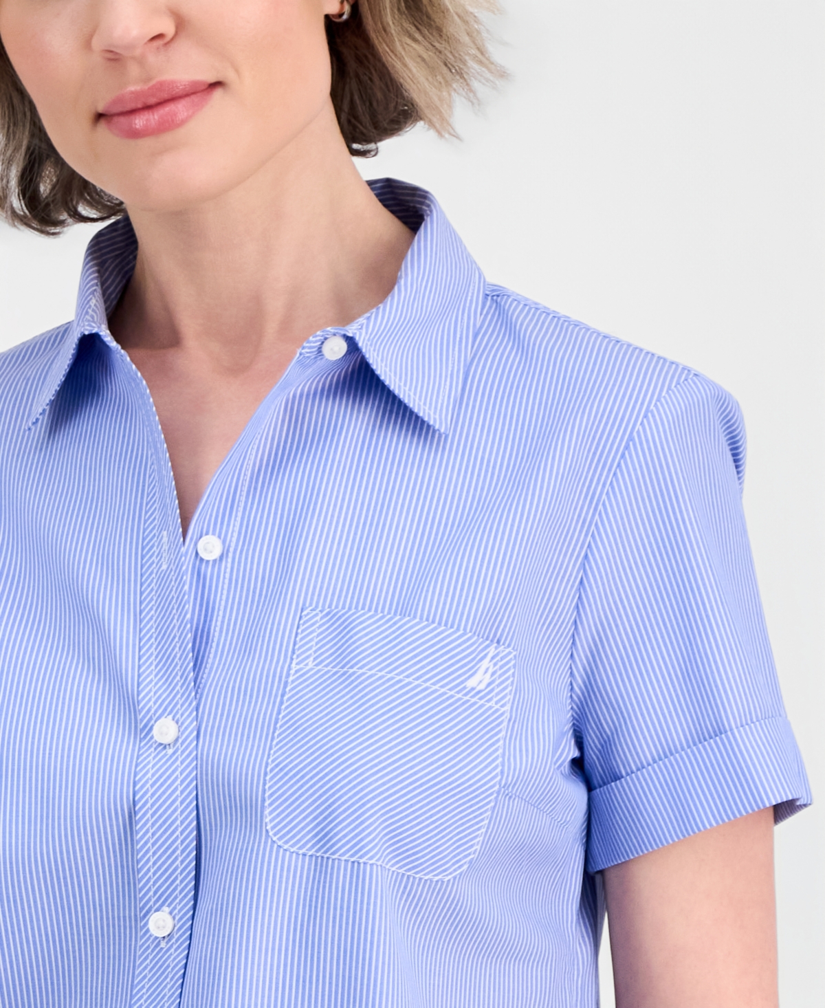 Nautica Jeans Women's Newport Stripe Cotton Camp Shirt
