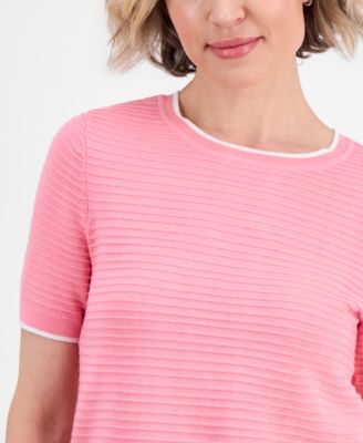 Jeans Women's Cotton Roll-Neck Raised-Stripe Sweater