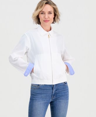 Women's Cotton Solid Zip-Front Jacket