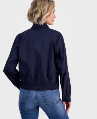 Jeans Women's Cotton Solid Zip-Front Jacket