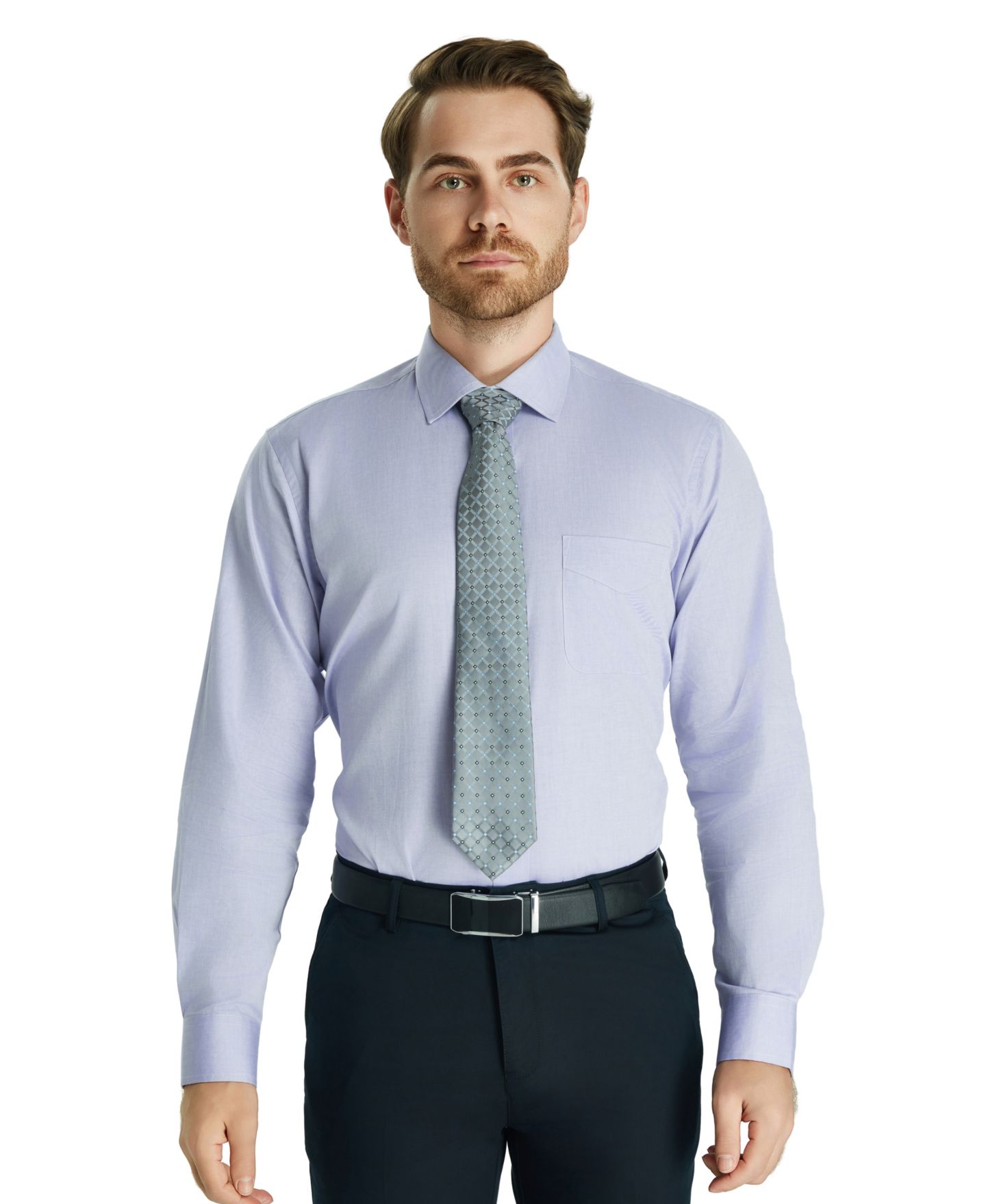 Мужская рубашка Club Room Pinpoint Solid Dress Shirt, цвет: Лавандовый — фото 1