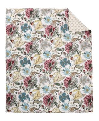 Angelica Spring Jacobean Floral Quilted Throw, 50" x 60"