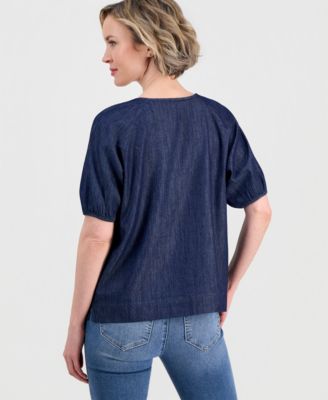 Women's Chambray Side Bow Blouse