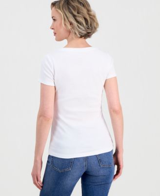 Jeans Women's Cotton Short-Sleeve Scoop-Neck Tee