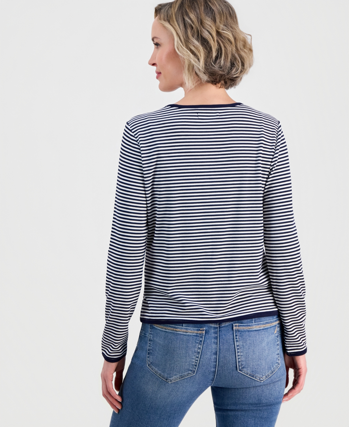 Nautica Women's Long-Sleeve Striped Cardigan Top