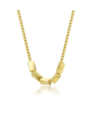 Women's 14K Gold Plated Rectangular Beaded Chain Necklace