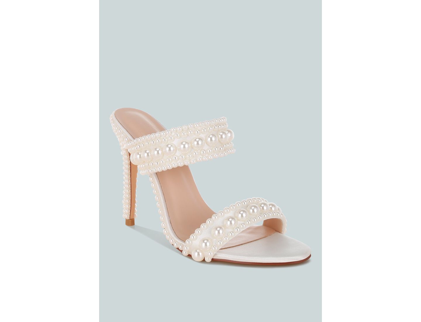 Женские туфли London Rag Ambrin Pearl Embellished Slip On Stiletto Heels, цвет: Белый атласный — фото 1