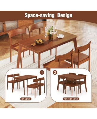 5-Piece Rubber Wood Rectangular  Dining Table Set