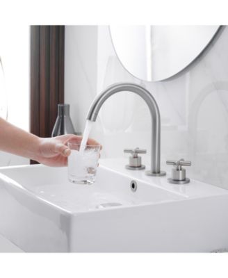 8 in. Widespread Double Handle High Arc Spout Bathroom Faucet in Brushed Nickel