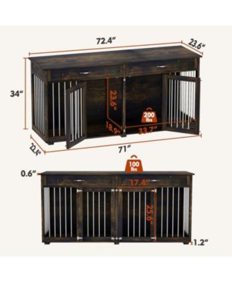 Furniture Style Dog Crates Large Wooden Pet Kennels with 2 Drawers