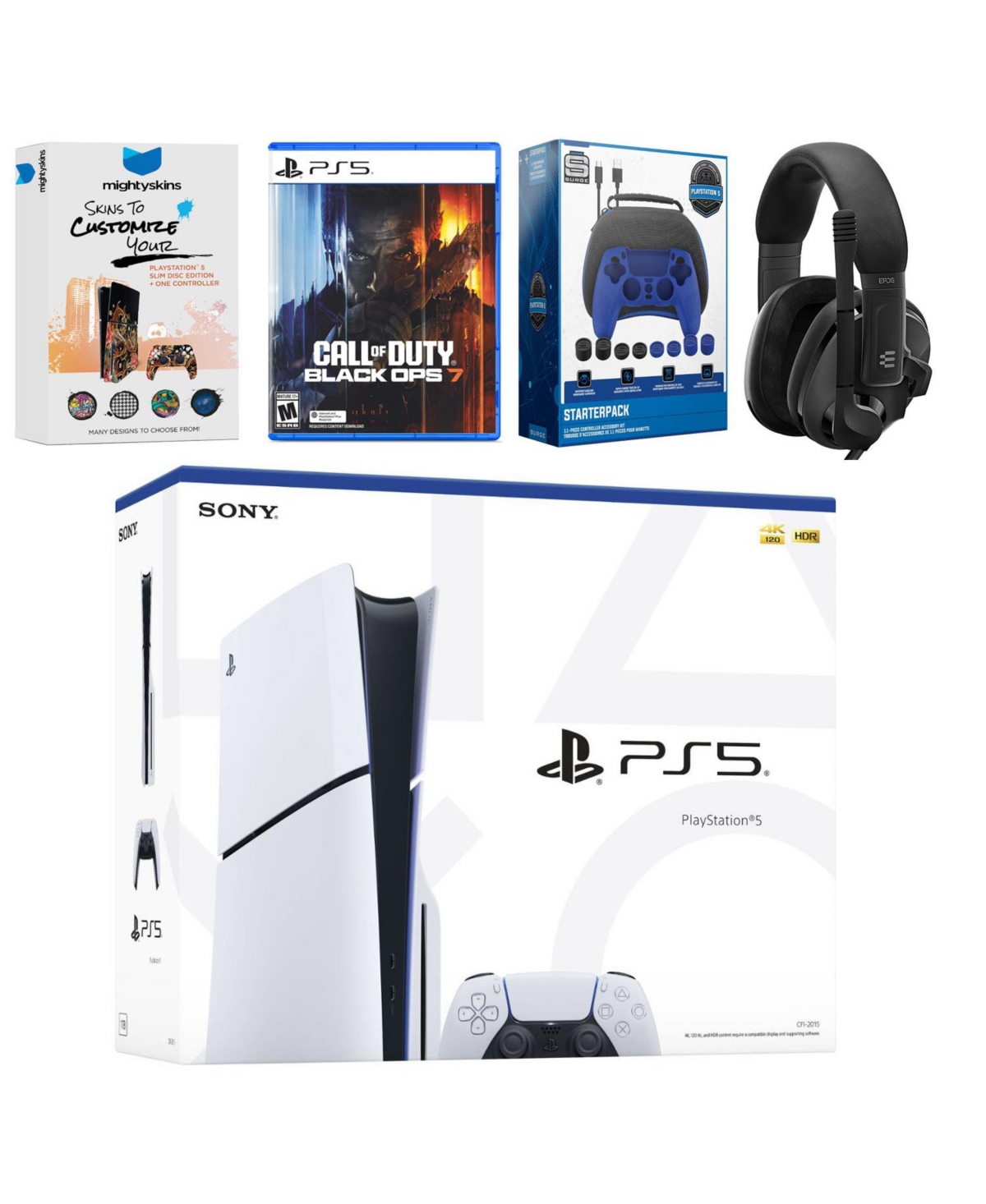 Sony PlayStation 5 Slim Disc Bundle with Call of Duty Black Ops 7, Epos Headset