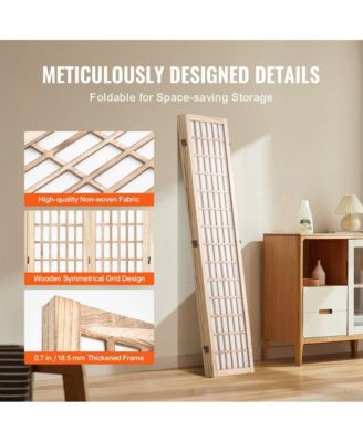 4-Panel Folding Japanese Room Divider for Indoor Privacy