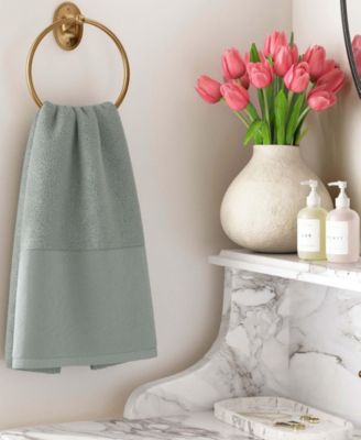 Cotton and Linen-Texture Border 6 Pack Hand Towel Set