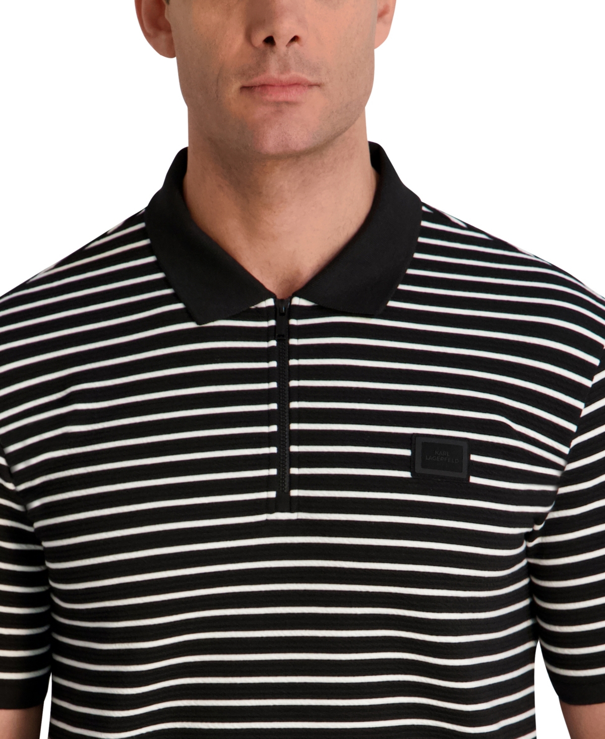 Karl Lagerfeld Paris Men's Striped Quarter-Zip Polo Shirt