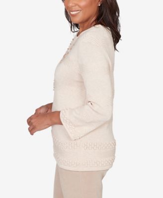 Women's Saratoga Springs Textured Biadere Striped Sweater with Necklace