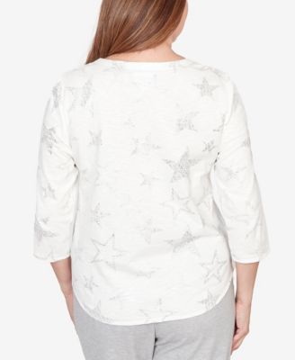Petite Comfort & Joy Star Print Crew Neck Top